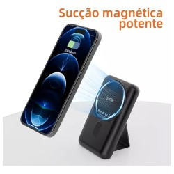 Powerbank 10.000mAh Portátil com Carregamento por Indução e Atração Magnética - Basike