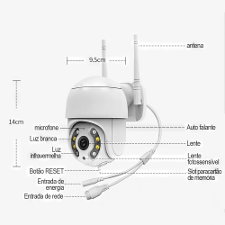 Câmera de Segurança Wi-fi Ip68 Full Hd Infravermelho Prova D´água - Anatel 08277-23-14439