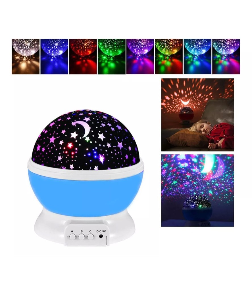 Luminária Infantil De Quarto Mesa Galáxia Lua Giratório 360