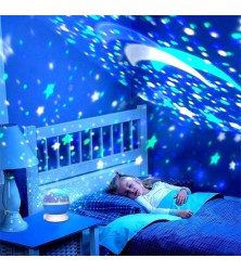 Luminária Infantil De Quarto Mesa Galáxia Lua Giratório 360