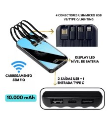 Carregador portatil indução 10.000 mah