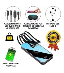 Carregador portatil indução 10.000 mah