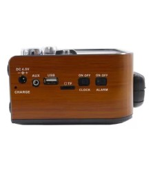 Rádio Portátil Retrô FM AM SW Bluetooth com Relógio Despertador - USB, MP3 e Bateria Interna