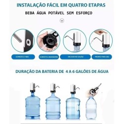 Bomba para galão d' água recarregavel usb com led